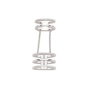 Bague argent oxyde de zirconium double avec chaine