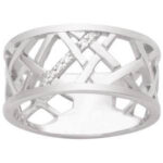 Bague argent oxydes de zirconiums géométrique