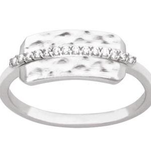 Bague argent ligne d'oxydes de zirconiums