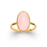 Bague plaqué or pierre quartz rose