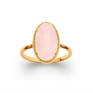 Bague plaqué or pierre quartz rose