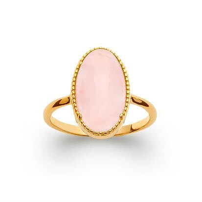 Bague plaqué or pierre quartz rose