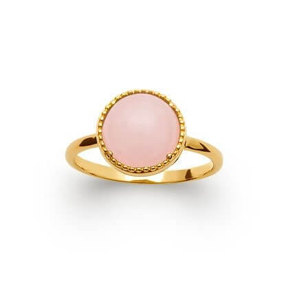 Bague pierre naturelle ronde quart rose