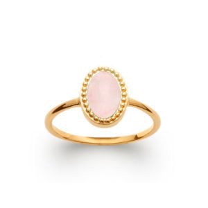 Bague pierre naturelle fine quart rose