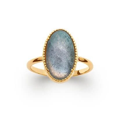 Bague pierre naturelle labradorite ovale
