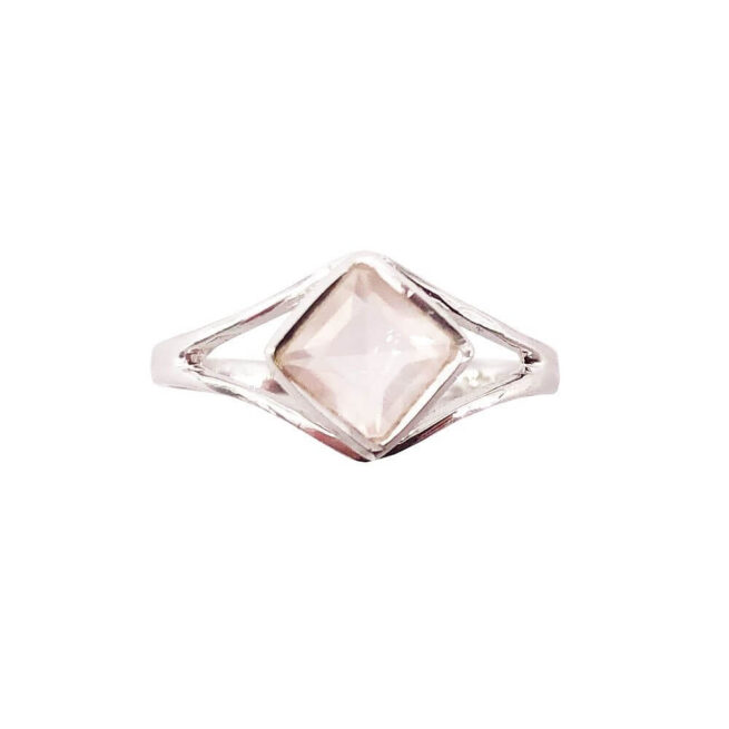 Bague quartz rose fine  argent