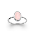 Bague pierre naturelle quart rose ovale
