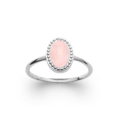 Bague pierre naturelle quart rose ovale