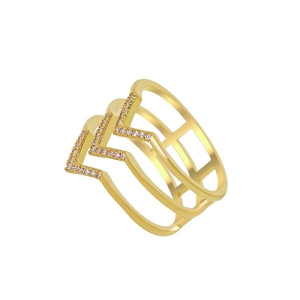 Bague plaqué or flèches en 3 anneaux