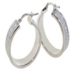 Créole argent 20mm rhodié glitter