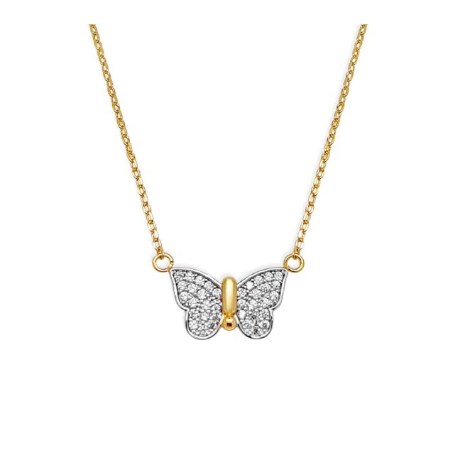 Collier plaqué or femme papillon