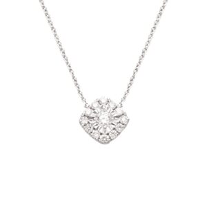 Collier or blanc diamant carré pastille