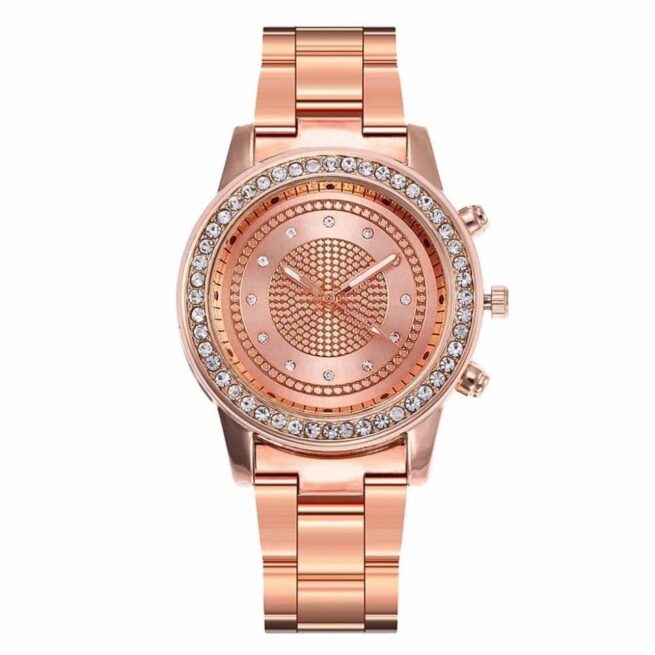 Montre femme rose gold strass