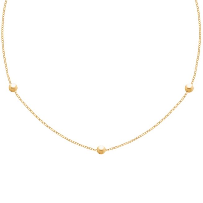 Collier or 18 carats 3 boules miroir