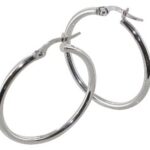 Créole or blanc 18 carats creoles lisses rondes 2mm diam 25