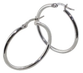 Créole or blanc 18 carats creoles lisses rondes 2mm diam 25