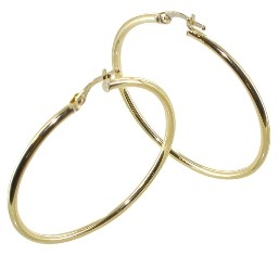 Créoles or jaune 18 carats lisses rondes 2mm diam 35