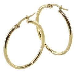 Créoles or jaune 18 carats ovales 2mm 20*30mm