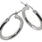 Créoles or blanc lisses rondes 2.5mm diam 15