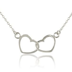 Collier Double Cœur, Argent 925, 40 cm